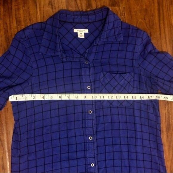 Westbound Blue and Black Plaid Long-sleeved Button-up Size PM - Picture 8 of 10